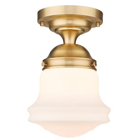 Z-Lite Vaughn 1 Light Flush Mount, Heritage Brass & Matte Opal 735F10-HBR